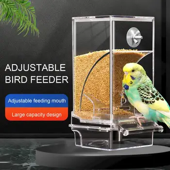 А за птици със защита от рока, за да проверите за птици Голям Автоматична Ясла за малки птици Прозрачен контейнер за храна, Без елементарно