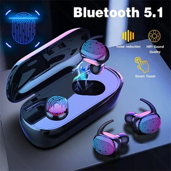 Безжични слушалки Y30 с шумопотискане, спортни слушалки за всички смартфони, Музикални слушалки TWS 5.0, съвместима с Bluetooth