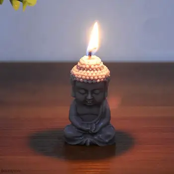Силиконова форма за свещ на Буда, с ръце на 3D Формата за гипсового сапун Буда, цимент, смола, изработване на подаръци за празник, Изработване на църковни свещи, Нови Занаяти