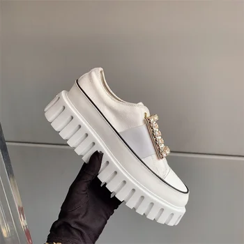 Луксозна Марка Дамски парусиновая обувки, Лоферы на платформата, Висококачествени Дизайнерски обувки, Ежедневни обувки с ниски берцем, Есен 2023, Нов стил