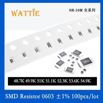 SMD резистор 0603 1% 48,7 K 49,9 K 51K 51,1 K 52,3 K 53,6 K 54,9 K 100 бр./лот микросхемные резистори 1/10 W 1,6 mm * 0,8 мм