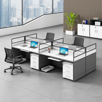 Офис мебели, маса за персонала, екран, офис маса, четири човека, шест човека, място за визитки, маса за персонала, компютър, бюро, стол, бюро