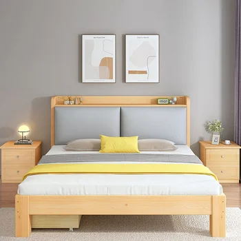 Модерна Луксозна Таванско Помещение Легло Детска Едно Kawaii Wood King Size С Рамка Легла Nordic Евтини Мебели За Възрастни Cama Plegable За Спални