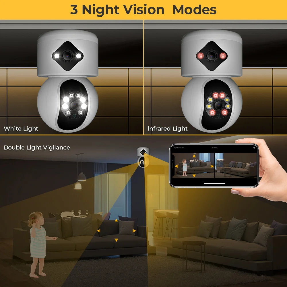 BESDER 4-мегапикселов аудио Безжичен следи бебето Умен дом за Видеонаблюдение WiFi Камера Автоматично проследяване за Откриване на човек IP камера за нощно виждане IR - 3