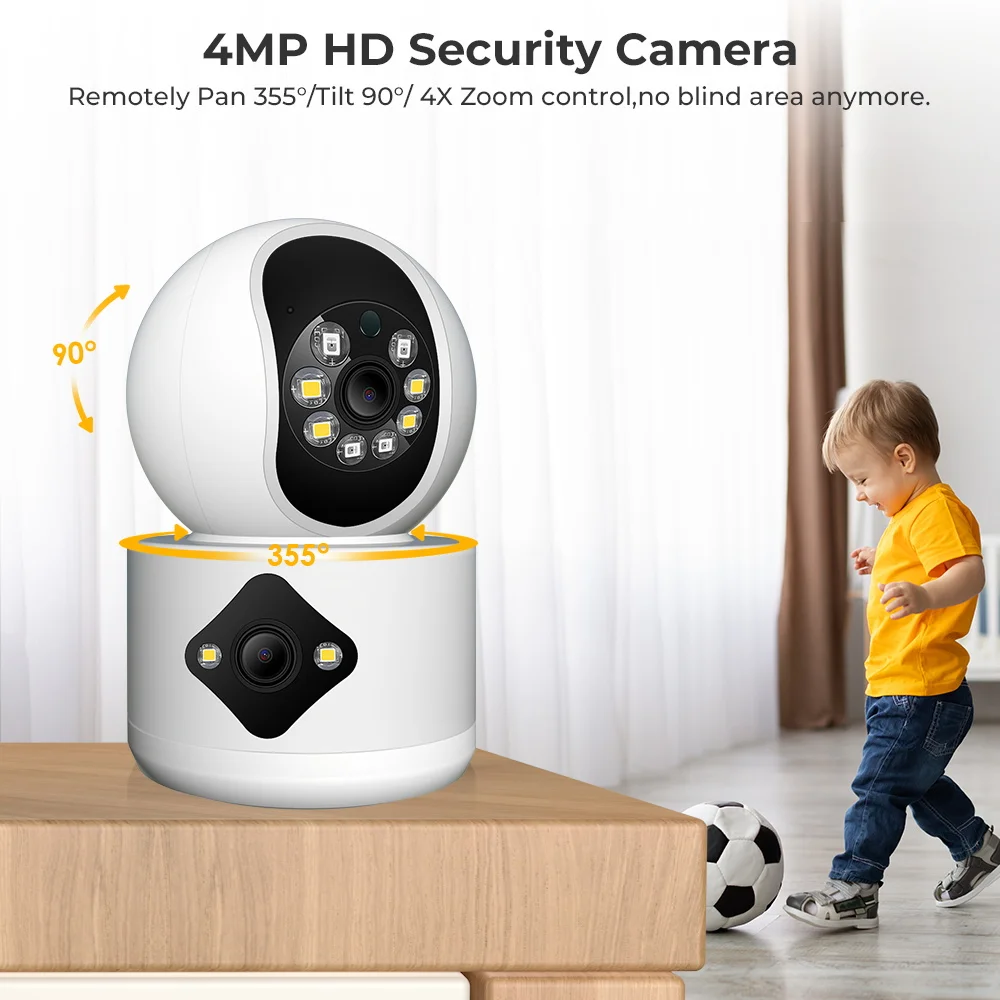 BESDER 4-мегапикселов аудио Безжичен следи бебето Умен дом за Видеонаблюдение WiFi Камера Автоматично проследяване за Откриване на човек IP камера за нощно виждане IR - 4