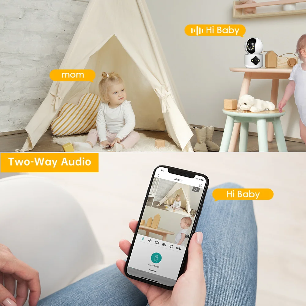 BESDER 4-мегапикселов аудио Безжичен следи бебето Умен дом за Видеонаблюдение WiFi Камера Автоматично проследяване за Откриване на човек IP камера за нощно виждане IR - 5