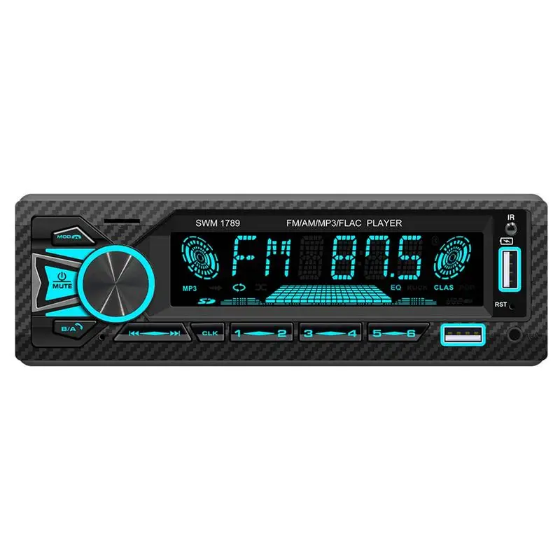 Авто Стереосистемный мултимедиен аудио плейър на един Din с LCD дисплей, две Bluetooth устройства 5.1 свързване към бързо зареждане чрез USB 2.1 A - 0