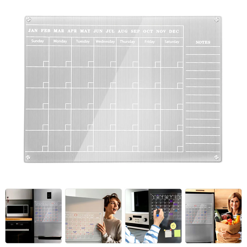Акрилна дъска за сухо изтриване, магнитна дъска за хладилник, прозрачен календар, практично стъкло, прозрачен - 0