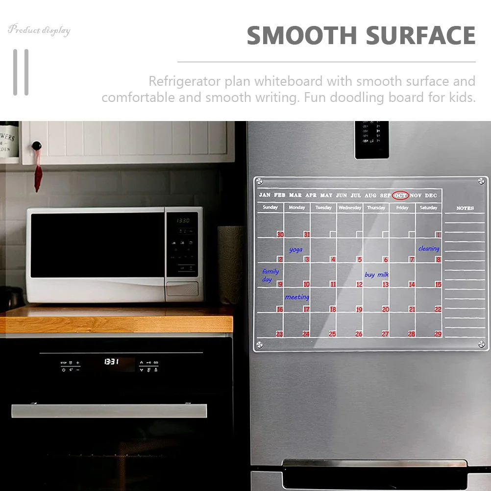 Акрилна дъска за сухо изтриване, магнитна дъска за хладилник, прозрачен календар, практично стъкло, прозрачен - 3
