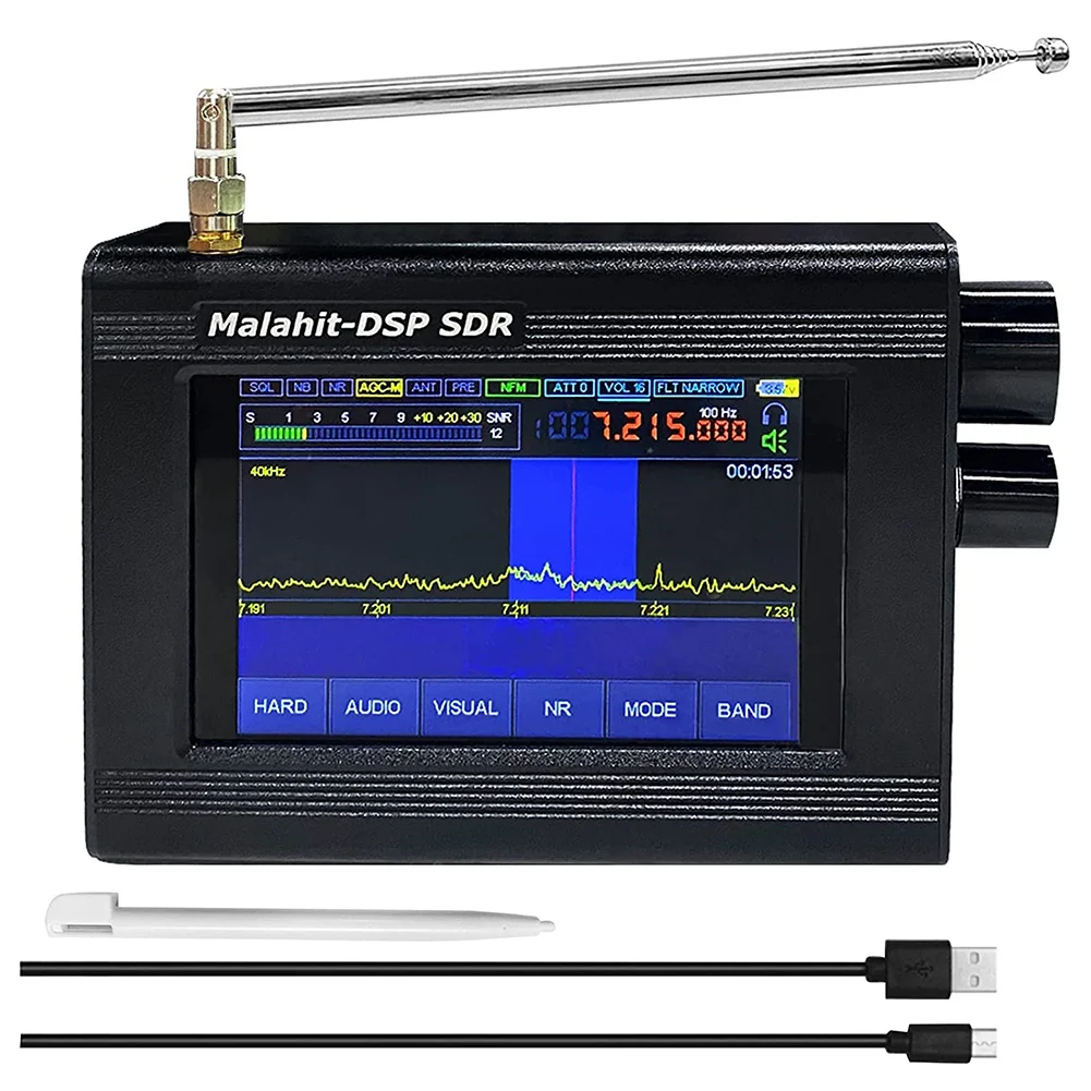 Версия 1.10 D Малахитово, 50K-200M 4M-2GHz Малахитово DSP СПТ приемник на SSB, AM Радио с 3,5-инчов LCD сензорен екран - 0