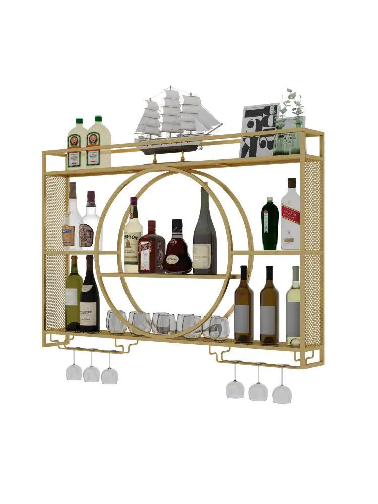 Винен шкаф за домашно вино багажник бар стенен вино рафтове за съхранение ковано желязо рафтове за изложба на стоки за вино стелажи за алкохолни напитки - 0