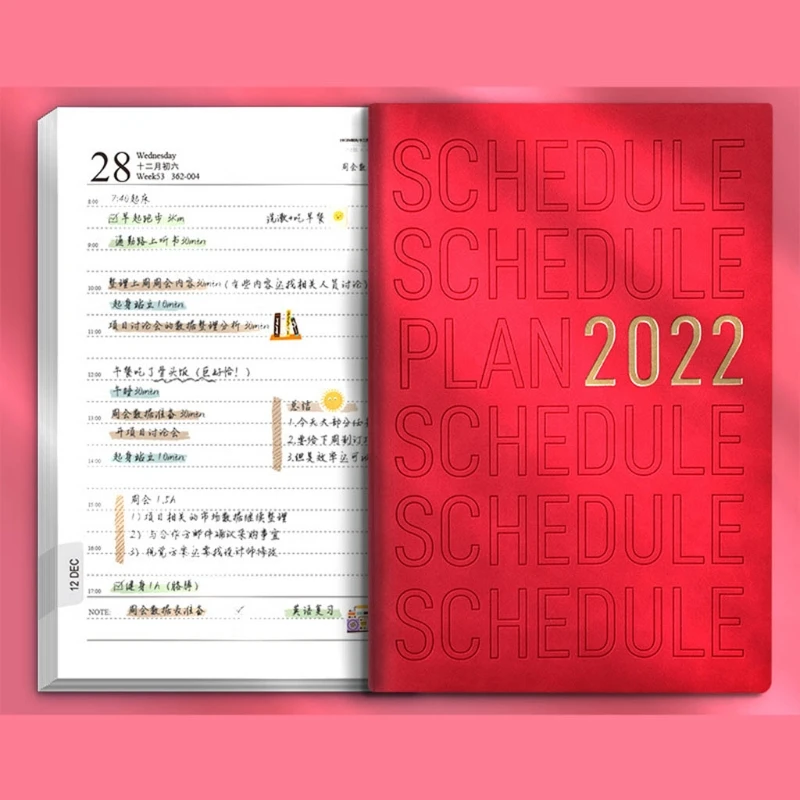 Дневник G5AA 2022 Запис на рецепция с разлинованными ежедневни страници, лента с часови график за бизнес-на персонала - 4