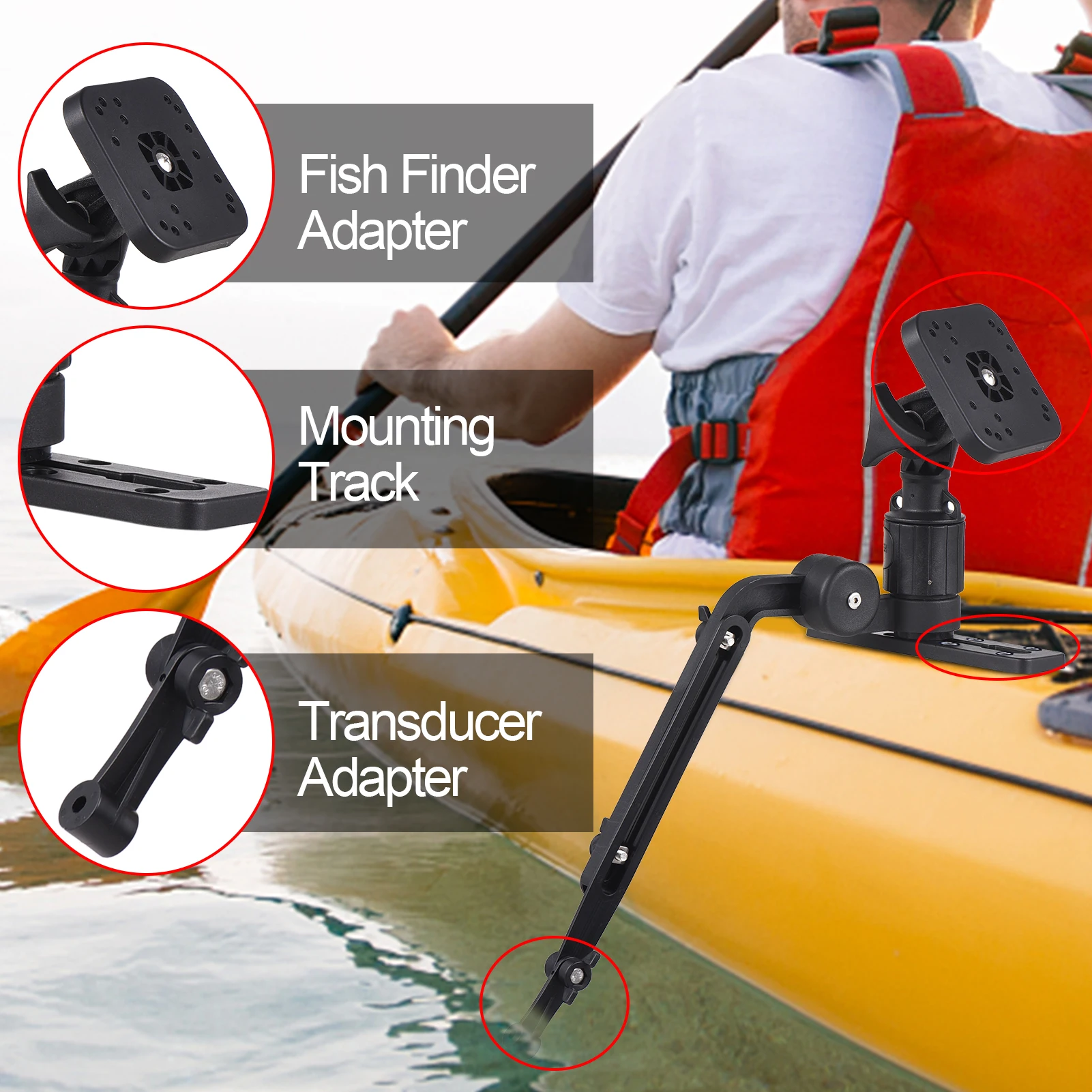 Закопчалка за сирена, монтажна плоча, скоба за закрепване сензор, Електронен скоба за закрепване на fishfinder за каяк - 5
