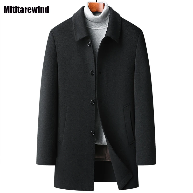 Зимно яке за мъже, бизнес ежедневното вълна палто Ръчно изработени, палто от 100% смесовой вълна, двустранно покритие с перо подплата, топло палто - 0