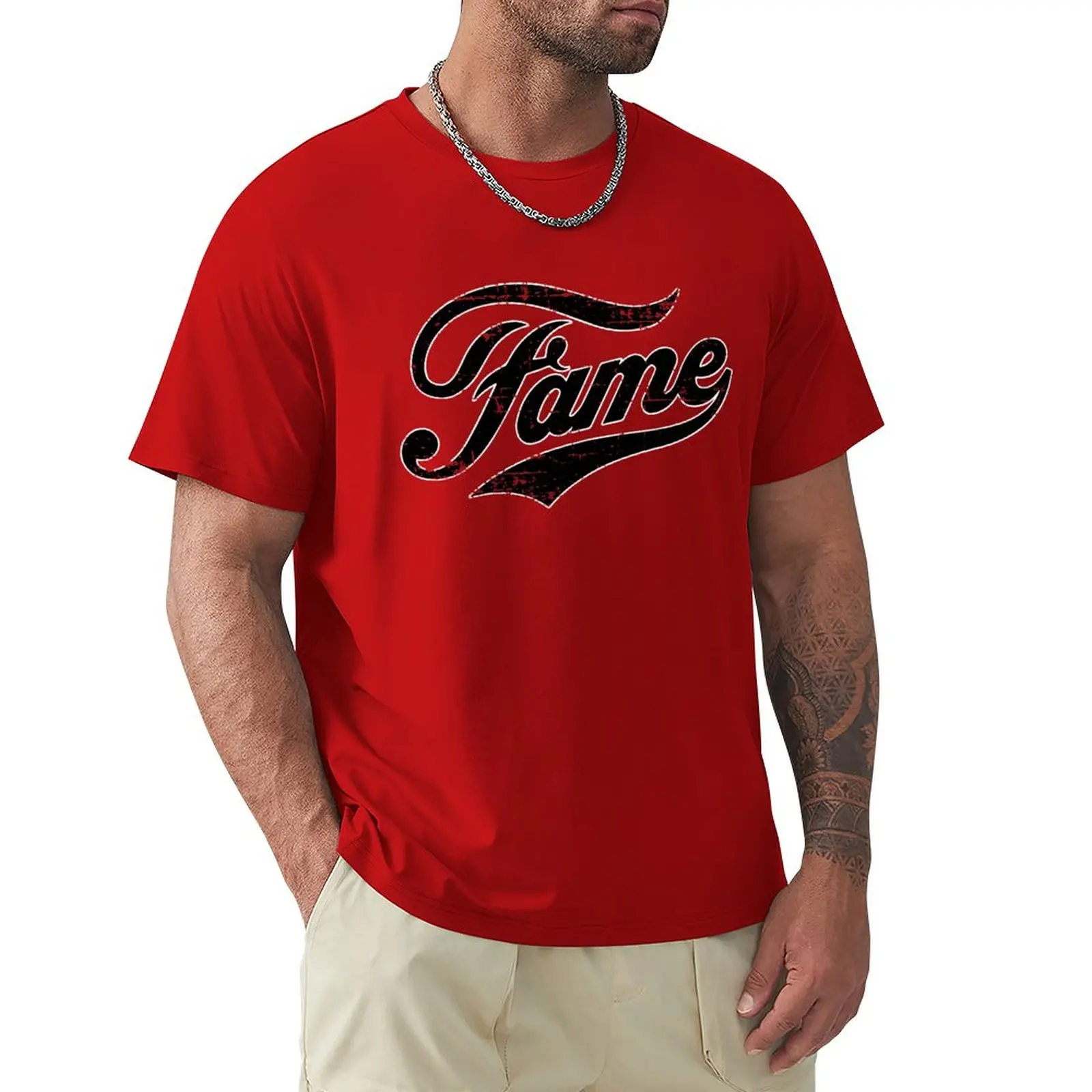 Известният реколта потертая тениска в ретро стил, ризи с къс ръкав, мъжка тениска за момче, мъжки ризи - 0