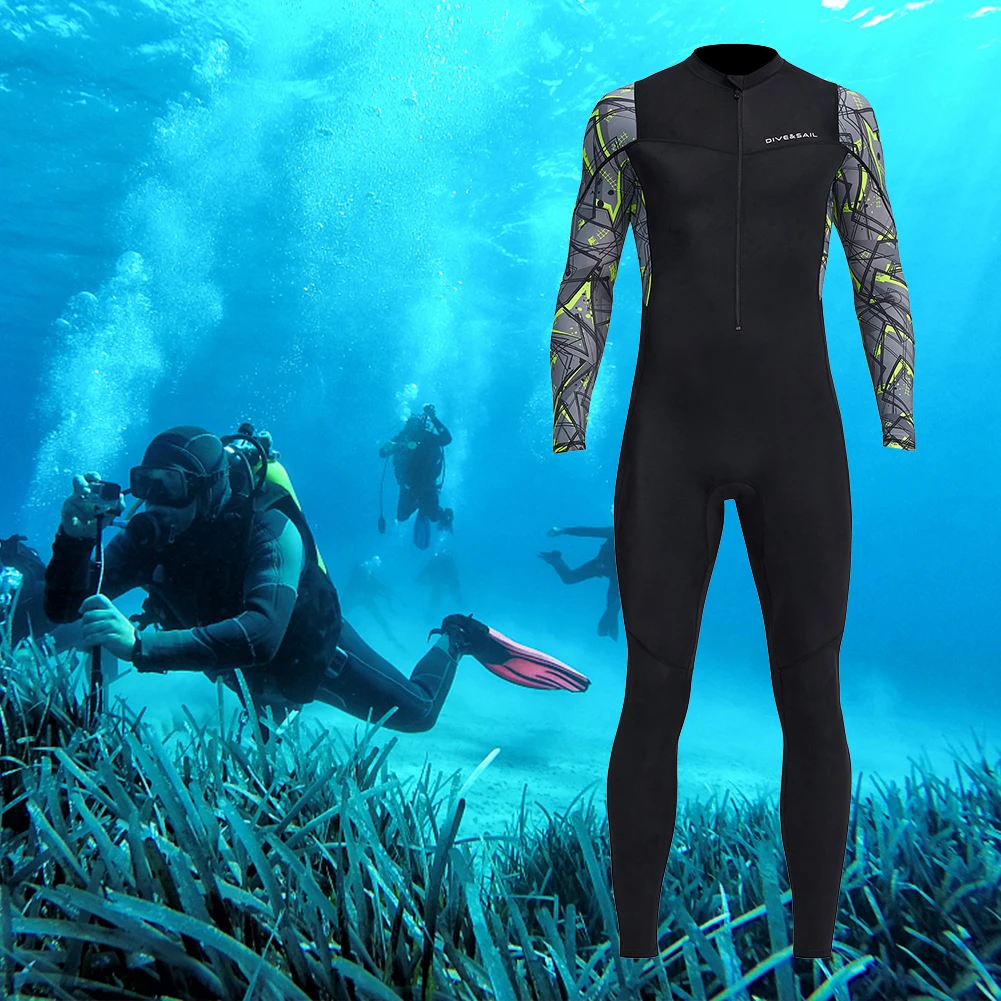 Мъжко облекло за гмуркане, защищающая от студ, слънцезащитен крем за подводно плуване, бански костюм за сърф с цип, еластично оборудване за водни спортове със защита от надраскване - 2