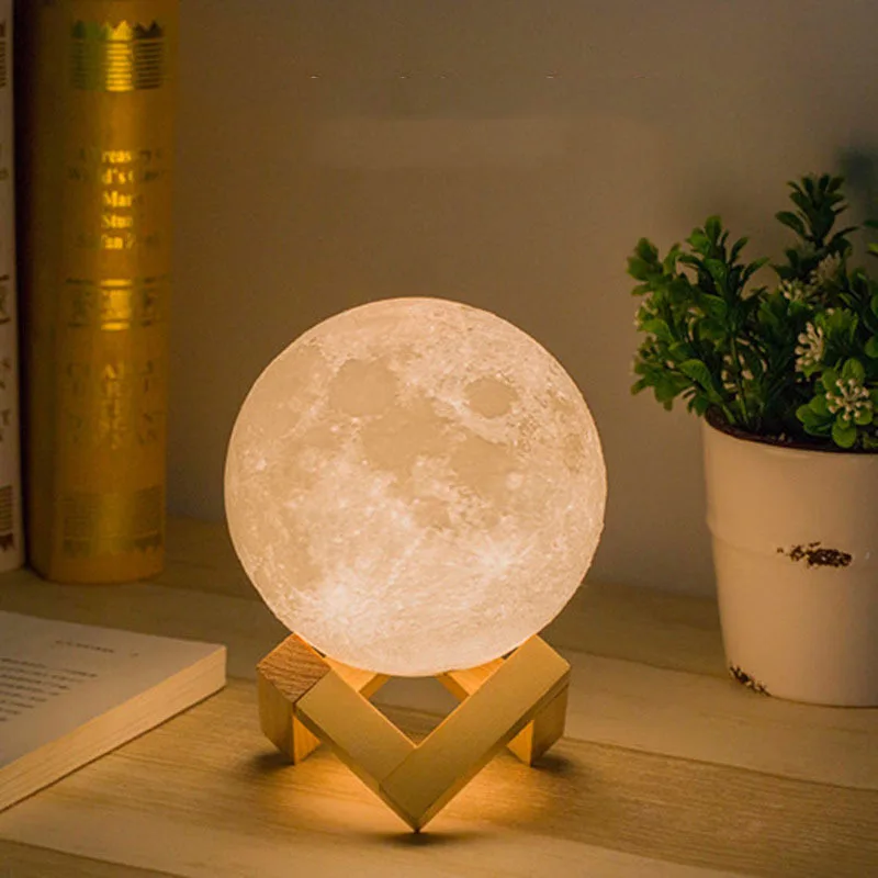 Настолна Луната, led лека нощ, 3D печат, Лунна светлина, led нощна светлина, led нощна светлина, с лампа - 1