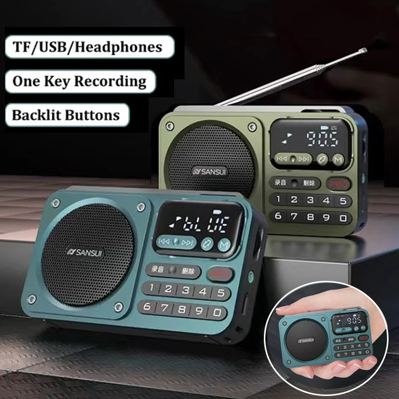 Новият ретро-радио Sansui F28, безжичен Bluetooth-високоговорител, Преносим стереофоничен субуфер, Мини-plug плейър Walkman, аларма, музикален плеър - 0