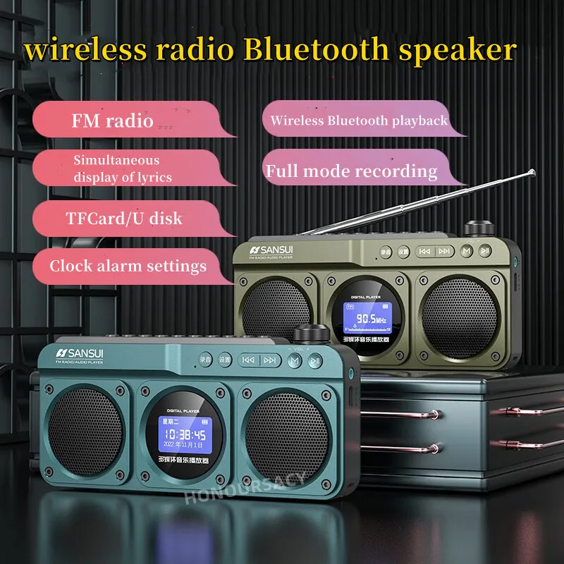 Новият ретро-радио Sansui F28, безжичен Bluetooth-високоговорител, Преносим стереофоничен субуфер, Мини-plug плейър Walkman, аларма, музикален плеър - 4