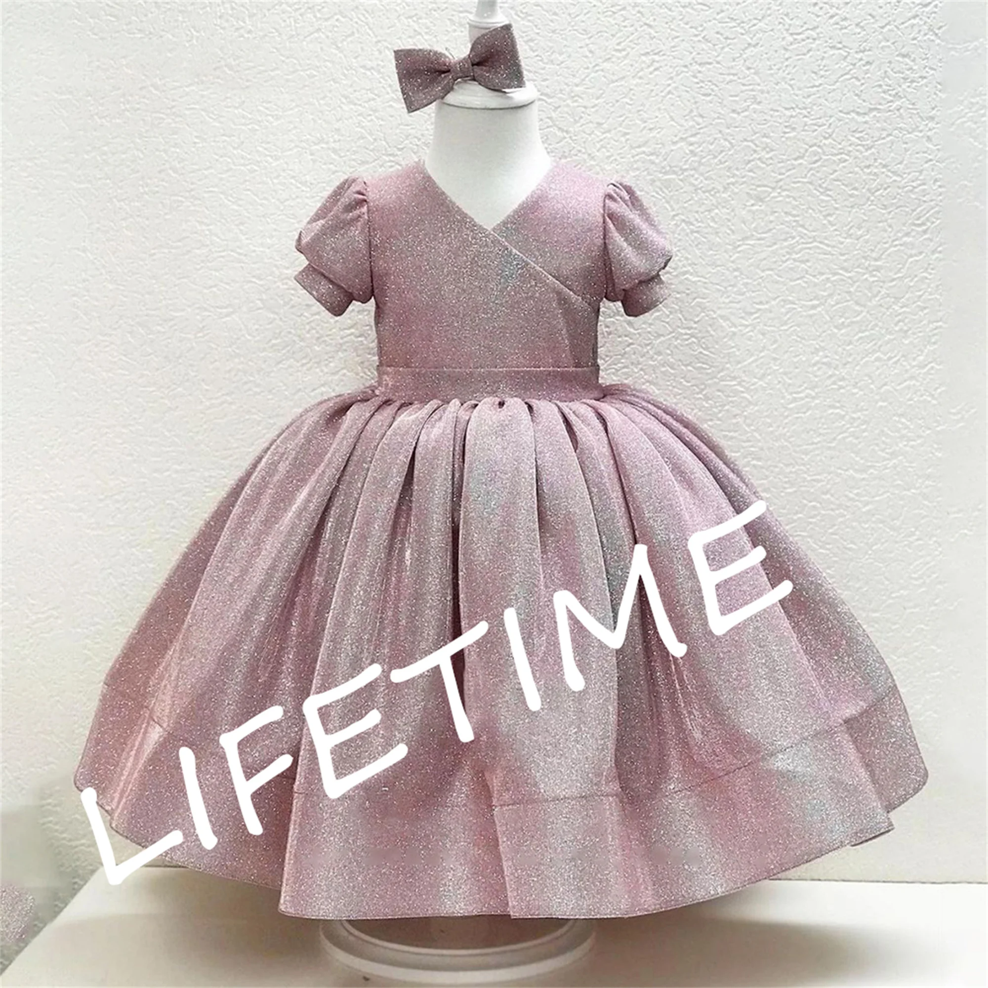 Пищни дантелено празнична рокля за по-малките момичета, детски многопластови рокли с цветя модел за момичета, рокля на принцеса прекрасна рокля за Първо Причастие - 1