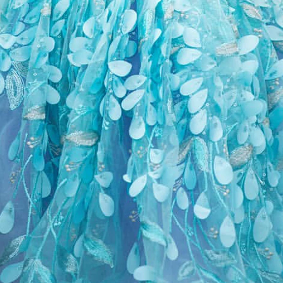 Синя Бална рокля с дантелен аппликацией, Рокля с цветя модел за момичета, Детски Принцеса Рокля с къс ръкав с Дължина до пода, Сватбени Рокли с бродерия на Рожден Ден и на Бала - 3