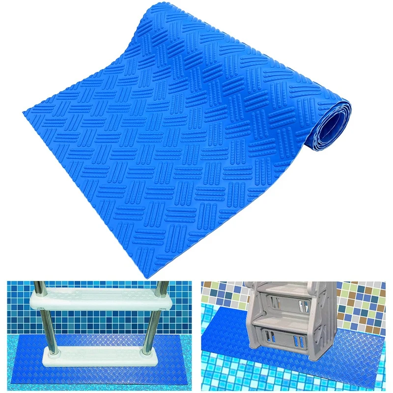 Синя Подложка за стълби в басейна, Нескользящая Текстура, Предпазна подложка за плуване, Противоскользящий мат - 0