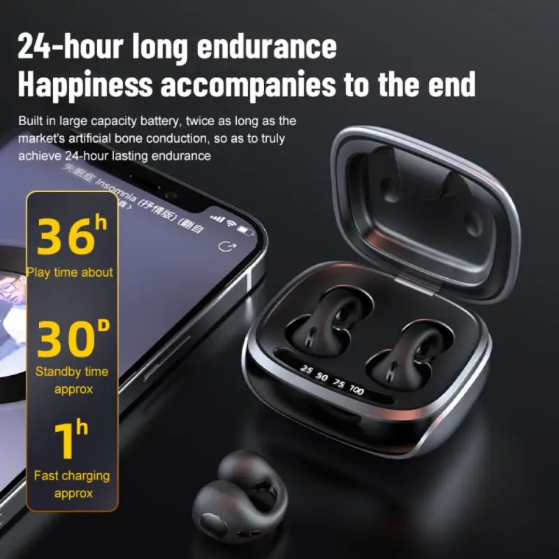 Слушалки с костна проводимост Bluetooth, обици, Безжичен скоба за ушите Huawei Капитан 40 Pro Moto G42 iPhone 5 5S 5G xiao Mi 10T (Pro) - 2