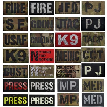 Инфрачервена IR отразяваща нашивка K9 FIRE MEDIC PRESS MED PJ Бойна емблема, Тактически военни декоративни ленти, Байкерские ленти, значки