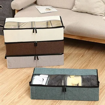 Сгъваема чанта за съхранение на обувки, бельо, шкаф с регулируема преграда, Прахоустойчив, Органайзер, Подсилени дръжки за съхранение под леглото